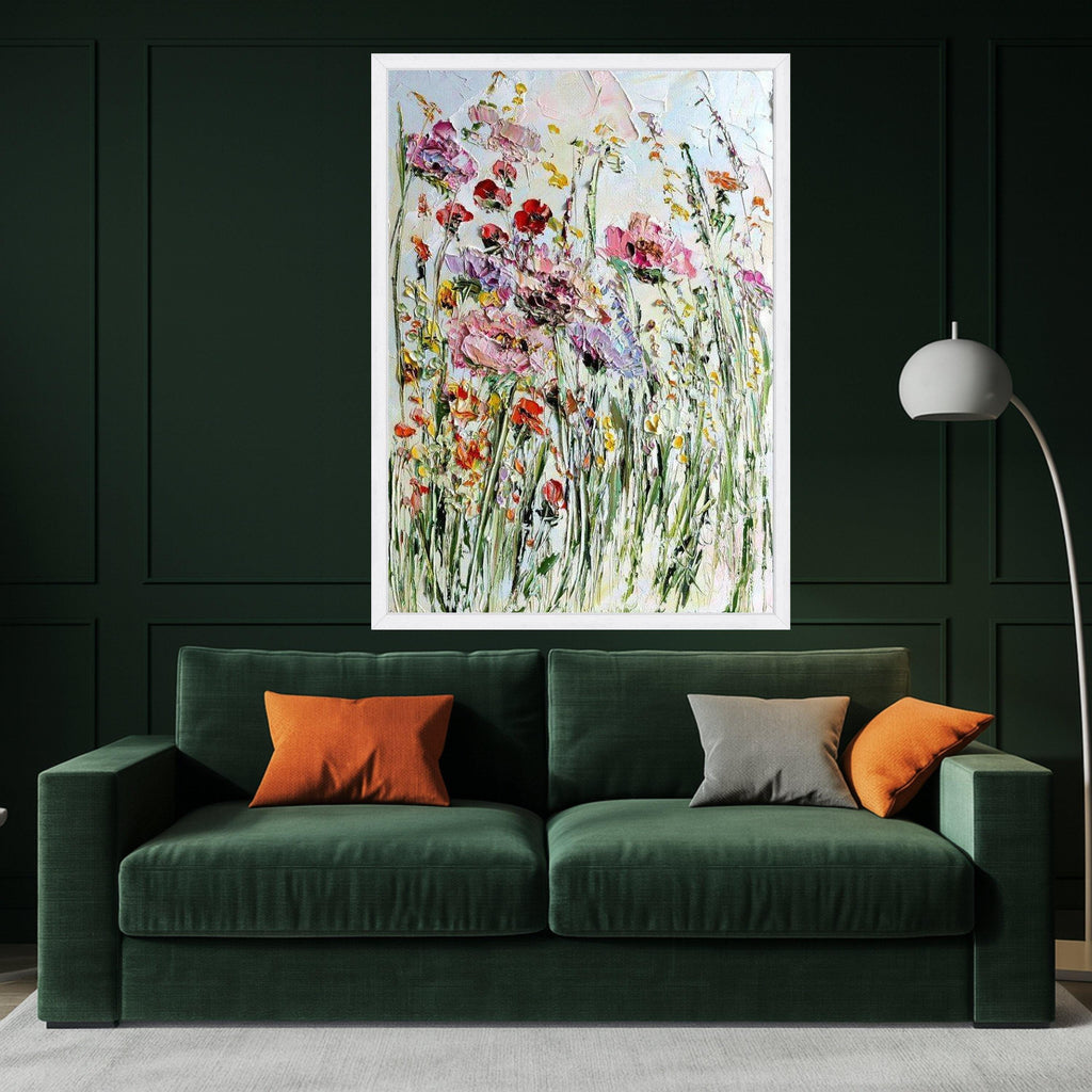 Wildflower Canvas Print Wall Decoration – Impressionist Floral Wall Art Ready to Hang Wall Decor
