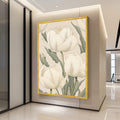 White Floral Canvas Print Wall Decoration – Elegant Flower Wall Art Ready to Hang Wall Decor