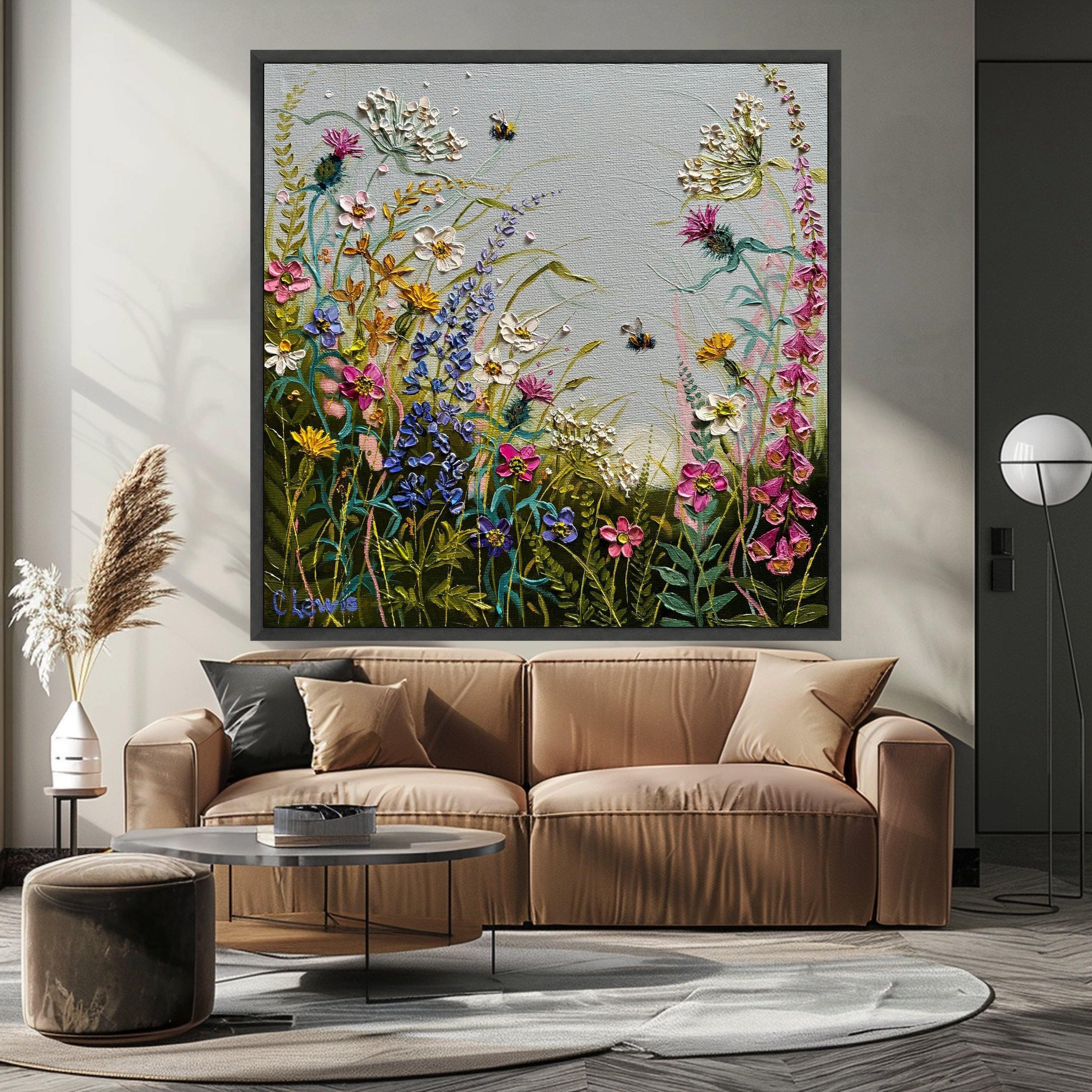 Wildflower Canvas Print Wall Decoration – Nature Inspired Floral Wall Art Ready to Hang Wall Decor