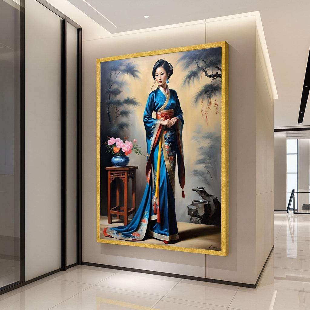 Elegant Kimono Canvas Print – Cultural Portrait Wall Art – Asian Wall Decoration – Timeless Wall Decor – Ready to Hang Artwork