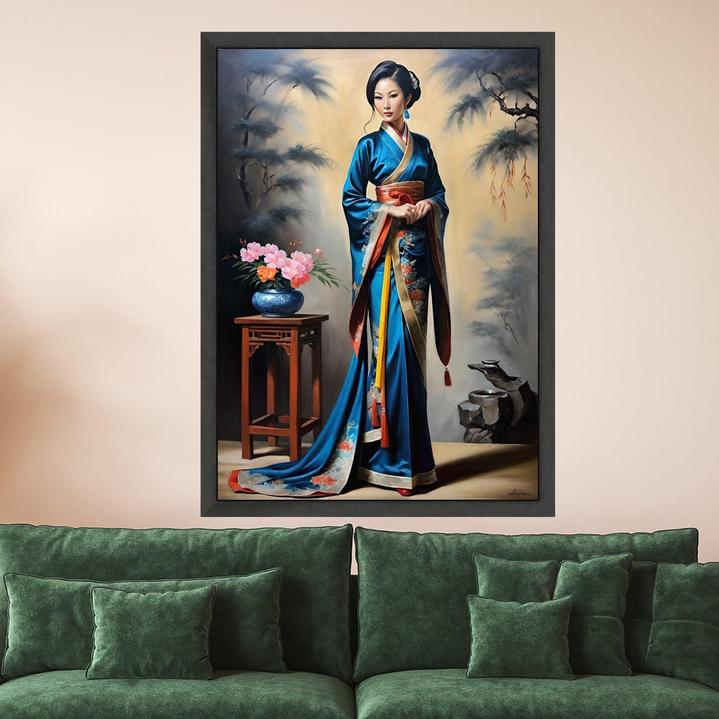Elegant Kimono Canvas Print – Cultural Portrait Wall Art – Asian Wall Decoration – Timeless Wall Decor – Ready to Hang Artwork