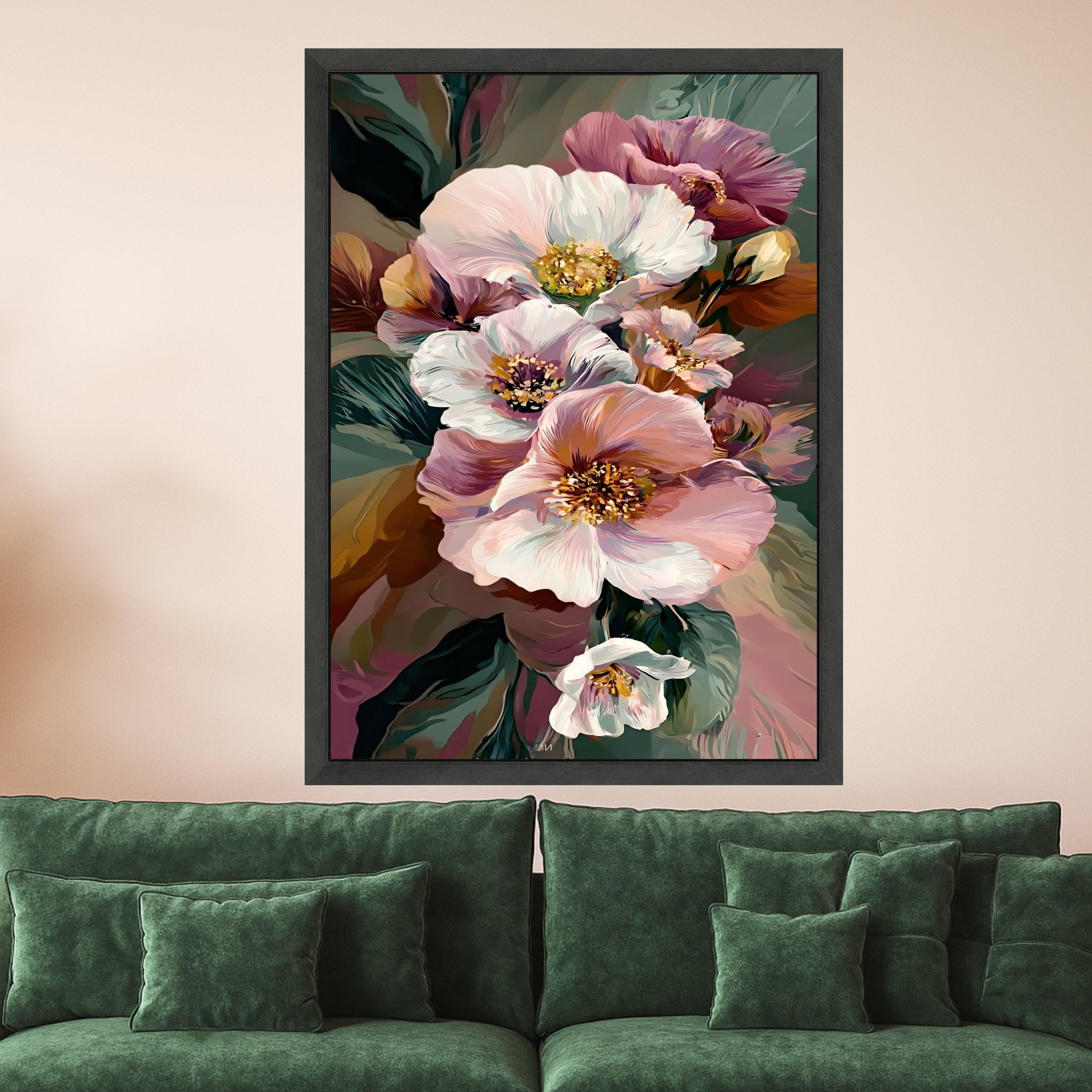 Floral Canvas Print Wall Decoration – Modern Flower Wall Art Ready to Hang Wall Decor