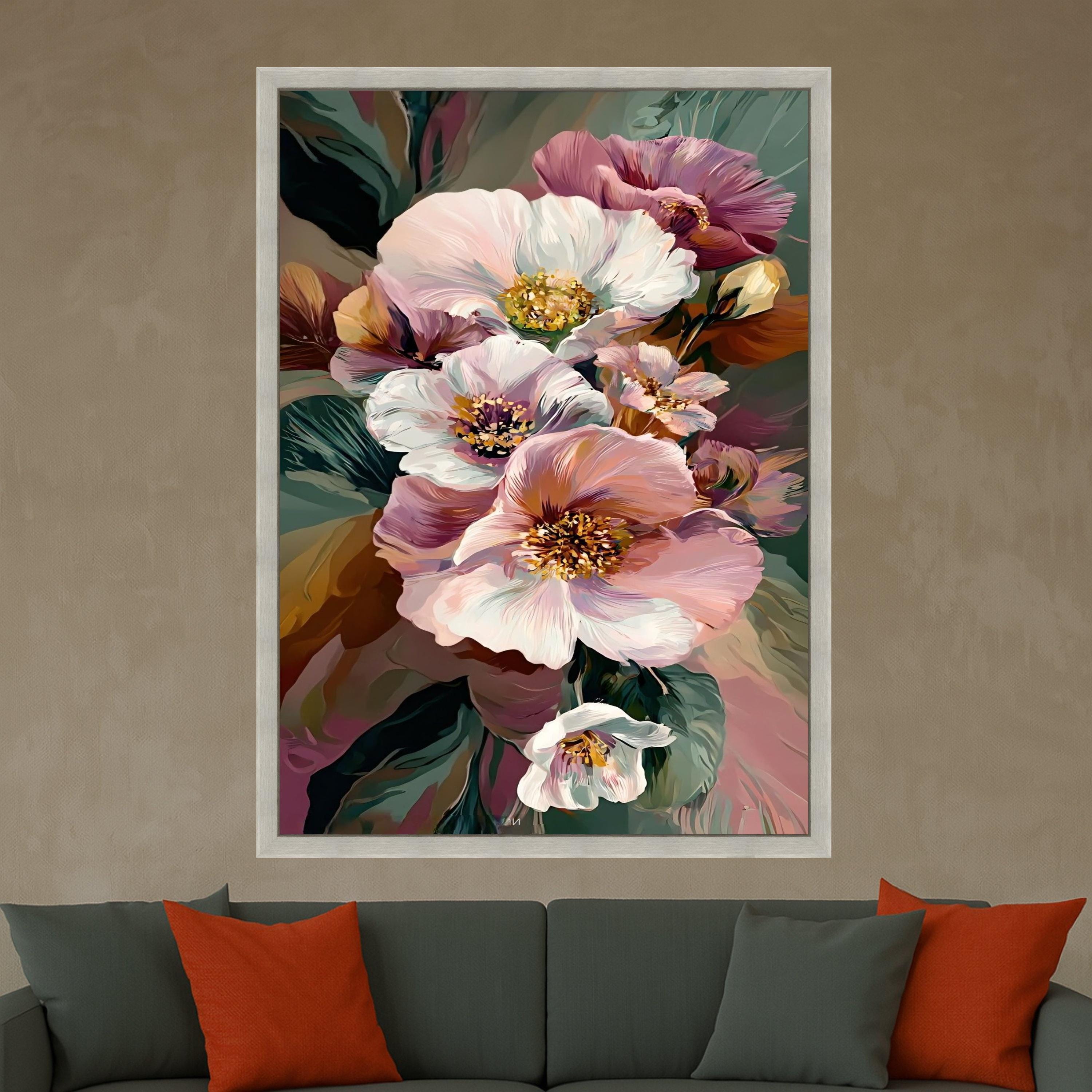 Floral Canvas Print Wall Decoration – Modern Flower Wall Art Ready to Hang Wall Decor