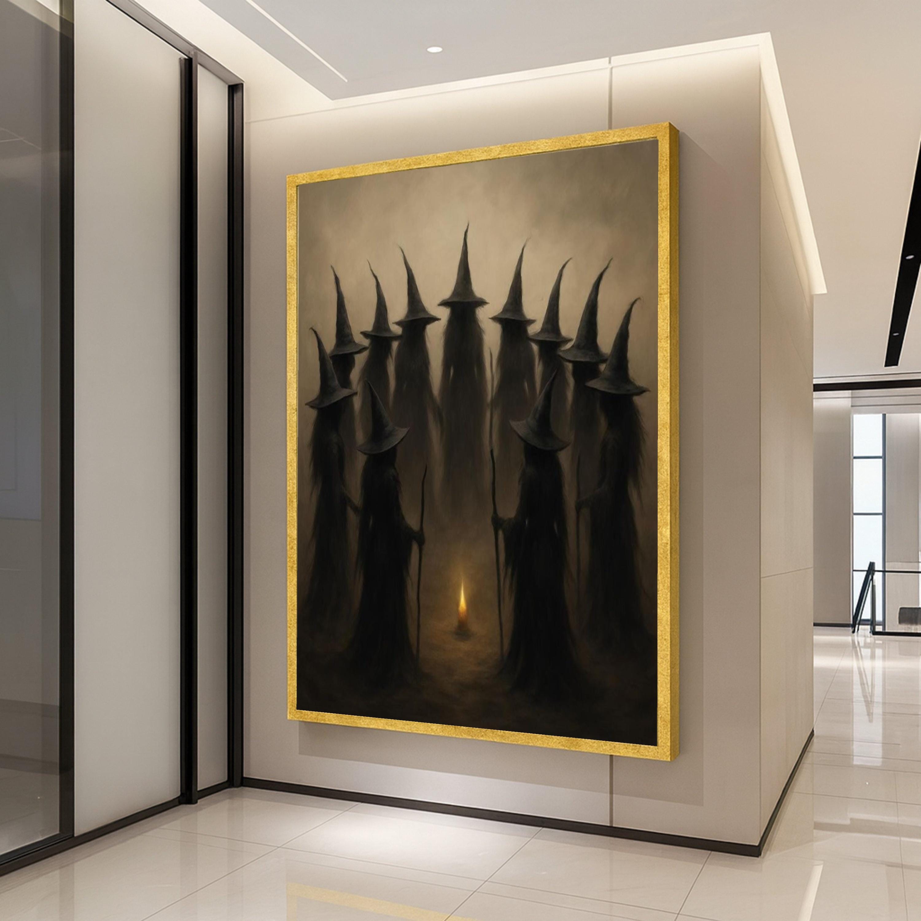 Dark Witch Coven Canvas Print – Gothic Wall Art, Wall Decor, Ready to Hang Halloween Wall Decoration