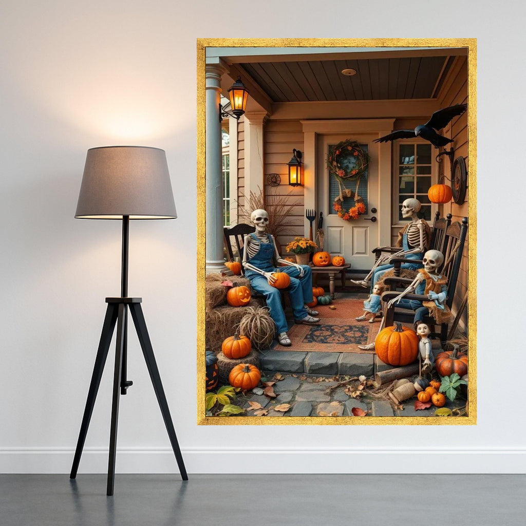 Skeleton Family Halloween Canvas Print – Wall Art, Wall Decor, Ready to Hang Fall Wall Decoration