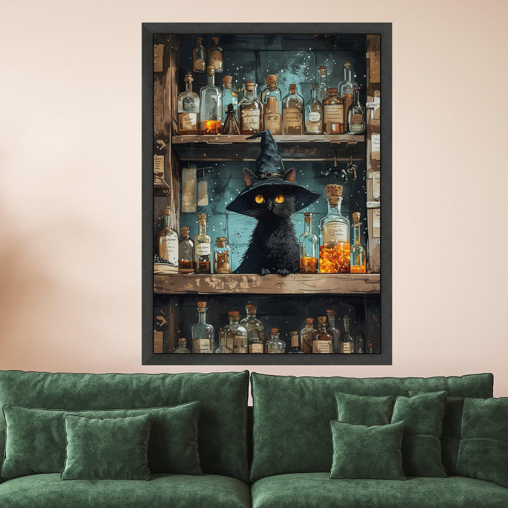 Witch Cat Potion Canvas Print – Wall Art, Wall Decor, Ready to Hang Halloween Wall Decoration