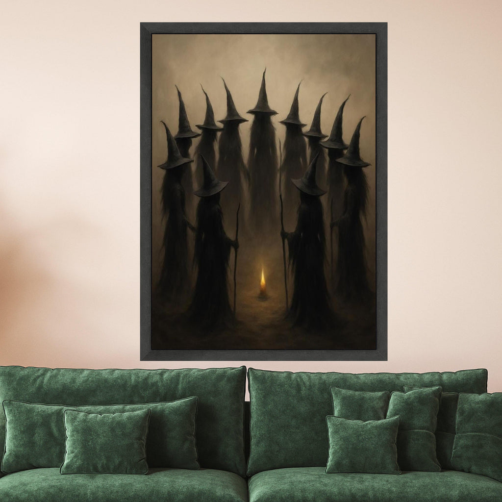 Dark Witch Coven Canvas Print – Gothic Wall Art, Wall Decor, Ready to Hang Halloween Wall Decoration