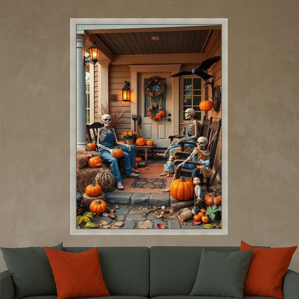 Skeleton Family Halloween Canvas Print – Wall Art, Wall Decor, Ready to Hang Fall Wall Decoration