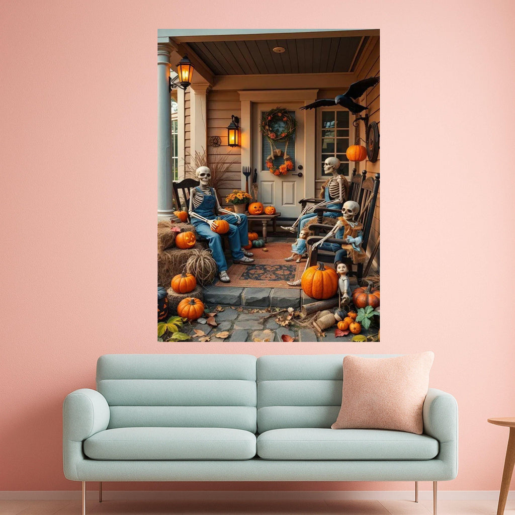 Skeleton Family Halloween Canvas Print – Wall Art, Wall Decor, Ready to Hang Fall Wall Decoration