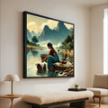 Indian Village River Canvas Print – Wall Art, Wall Decor, Ready to Hang Wall Decoration