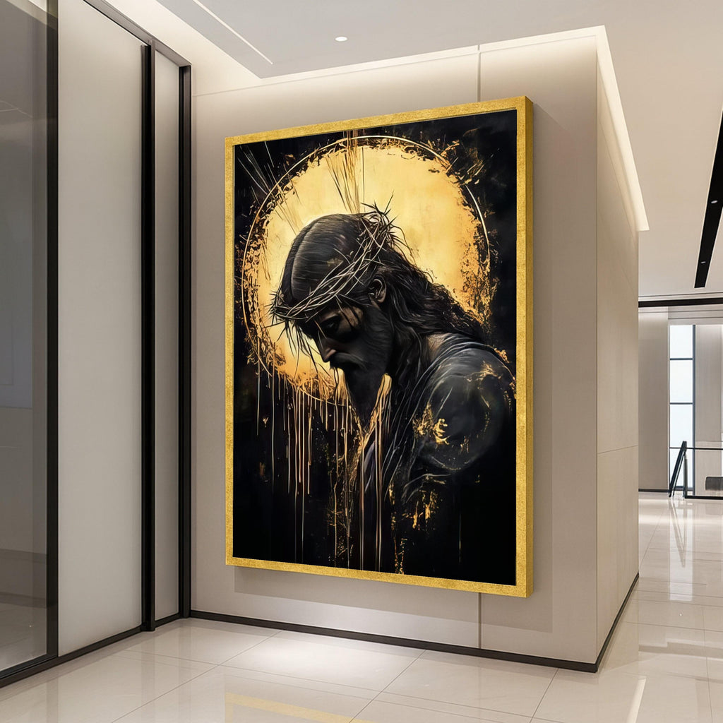 Jesus Christ with Crown of Thorns Canvas Wall Art, Spiritual Religious Canvas, Christian Inspirational Home Decor, Sacred Ready To Hang,