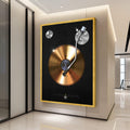 Golden Vinyl Record Player Canvas Wall Art, Retro Music Decor, DJ Turntable Illustration, Modern Home Wall Decoration, Music Ready To Hang,