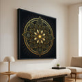 Golden Mandala Canvas Wall Art, Spiritual Sacred Geometry Design, Luxe Metallic Home Décor, Meditation Room Decoration, Ready To Hang,