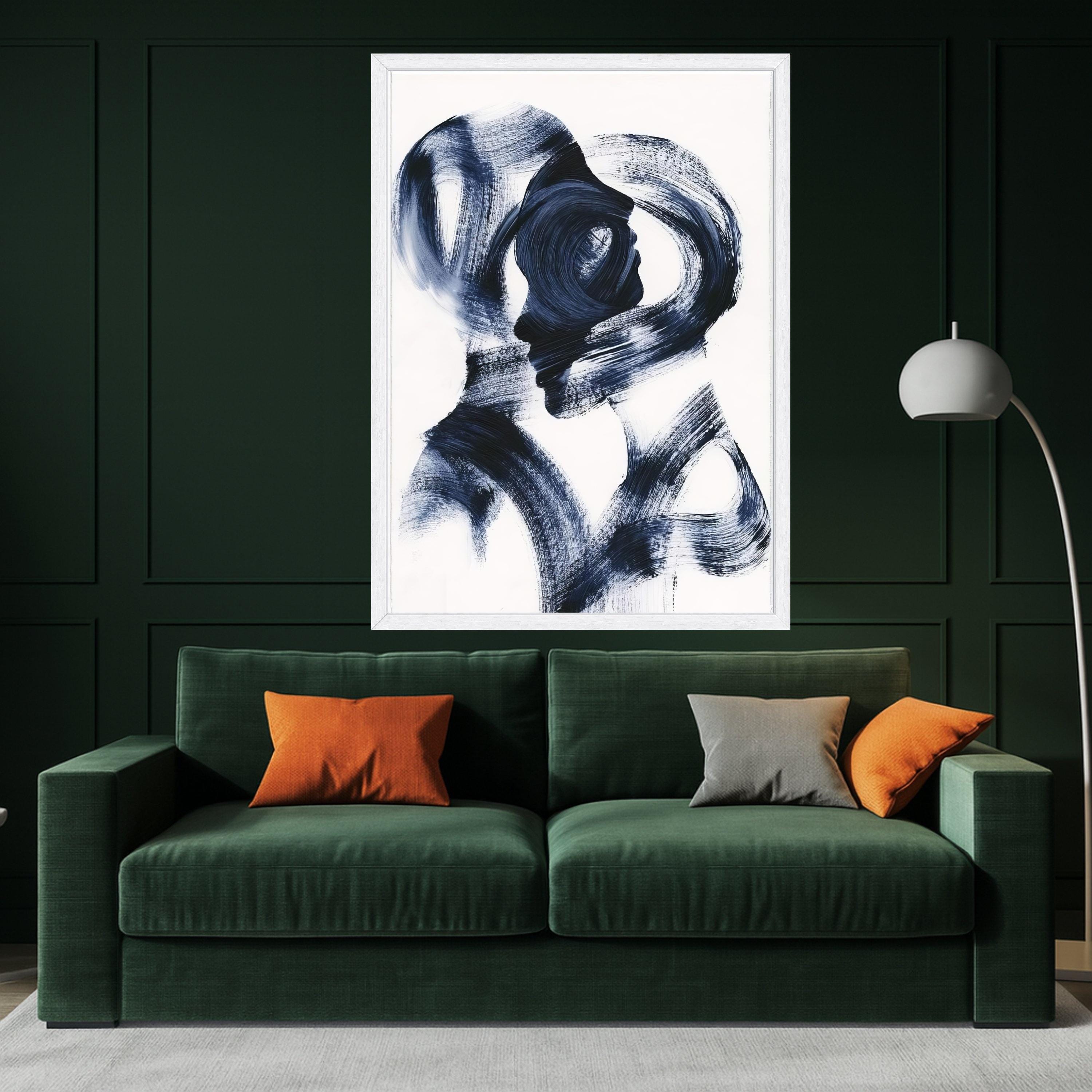 Abstract Couple Silhouette Canvas, Modern Black Brushstroke Art, Minimalist Wall Decor, Contemporary Canvas Painting, Home Ready To Hang,