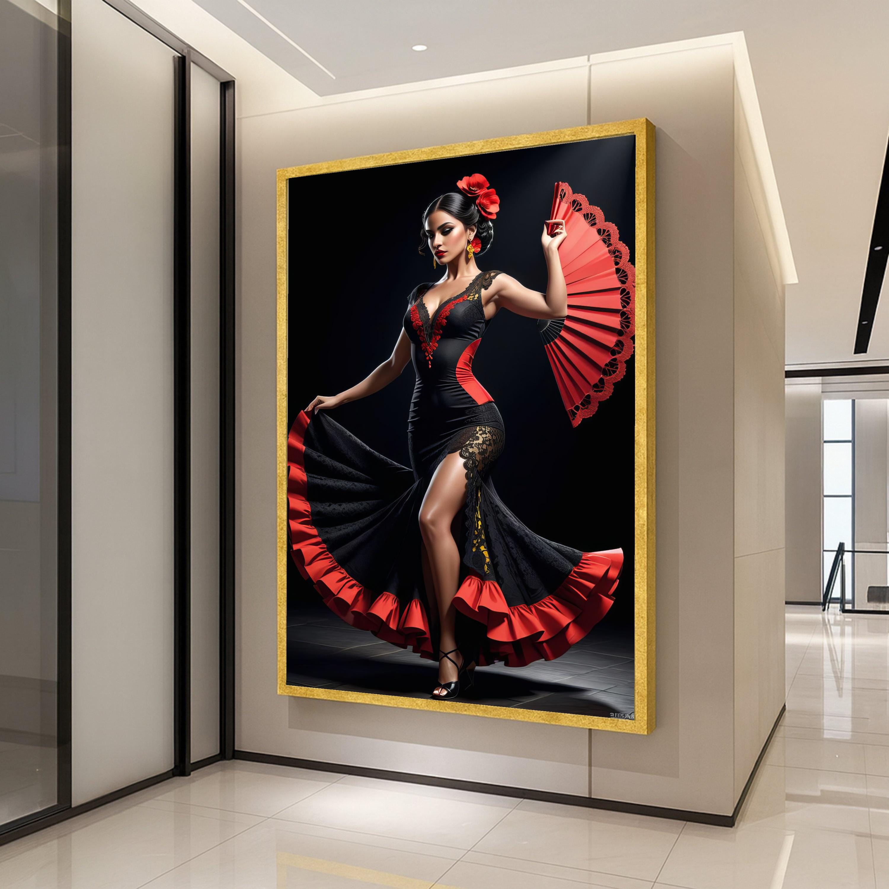 Flamenco Dancer Canvas Print – Spanish Dance Wall Art – Passionate Wall Decor – Ready to Hang Canvas – Bold Wall Decoration