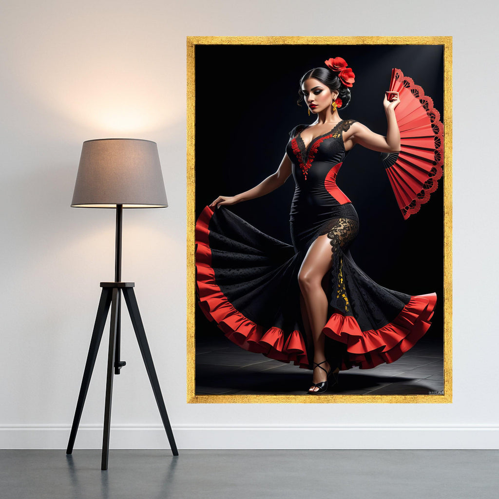 Flamenco Dancer Canvas Print – Spanish Dance Wall Art – Passionate Wall Decor – Ready to Hang Canvas – Bold Wall Decoration