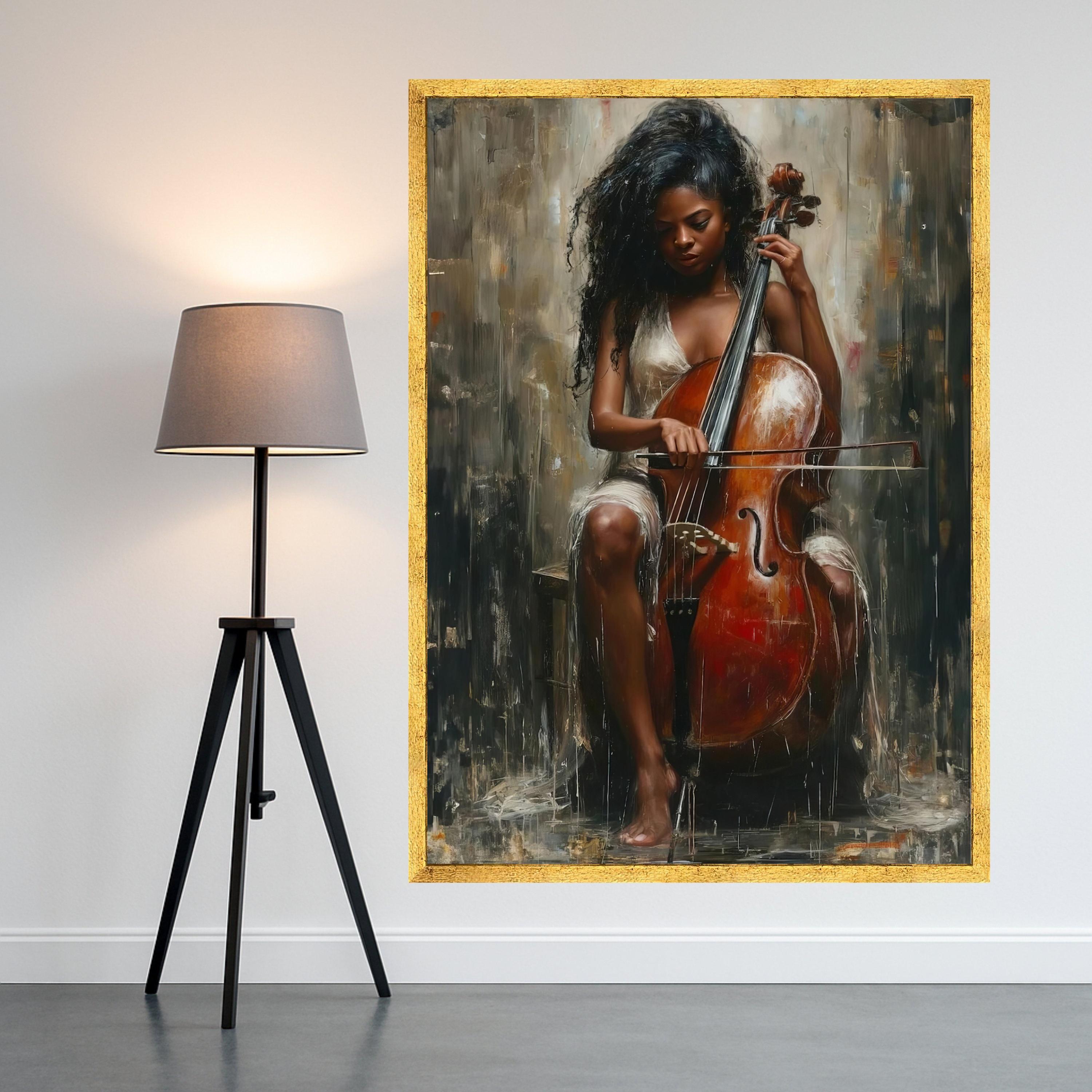 Cello Player Canvas Print – Soulful Music Wall Art for Modern Interiors – Ready to Hang Wall Decor
