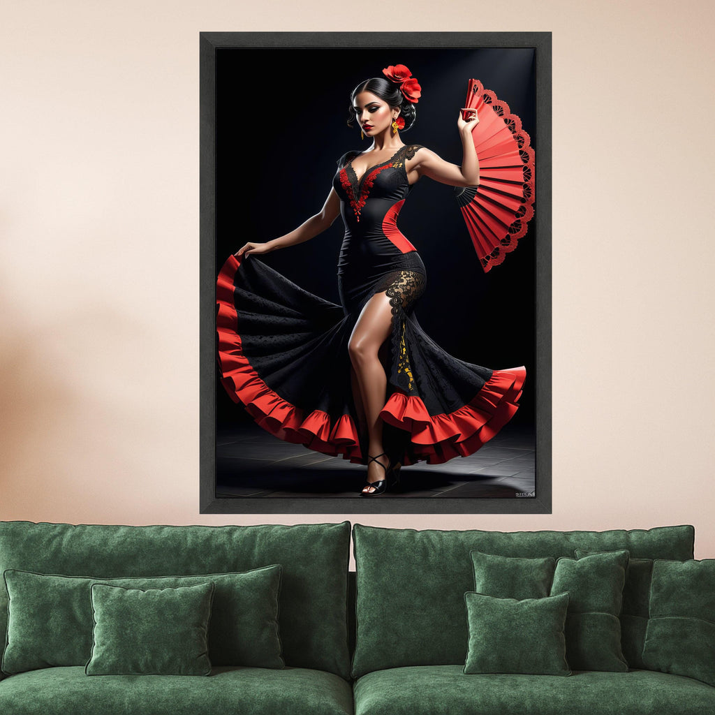 Flamenco Dancer Canvas Print – Spanish Dance Wall Art – Passionate Wall Decor – Ready to Hang Canvas – Bold Wall Decoration