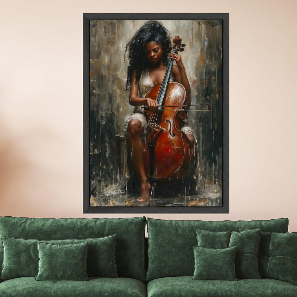 Cello Player Canvas Print – Soulful Music Wall Art for Modern Interiors – Ready to Hang Wall Decor
