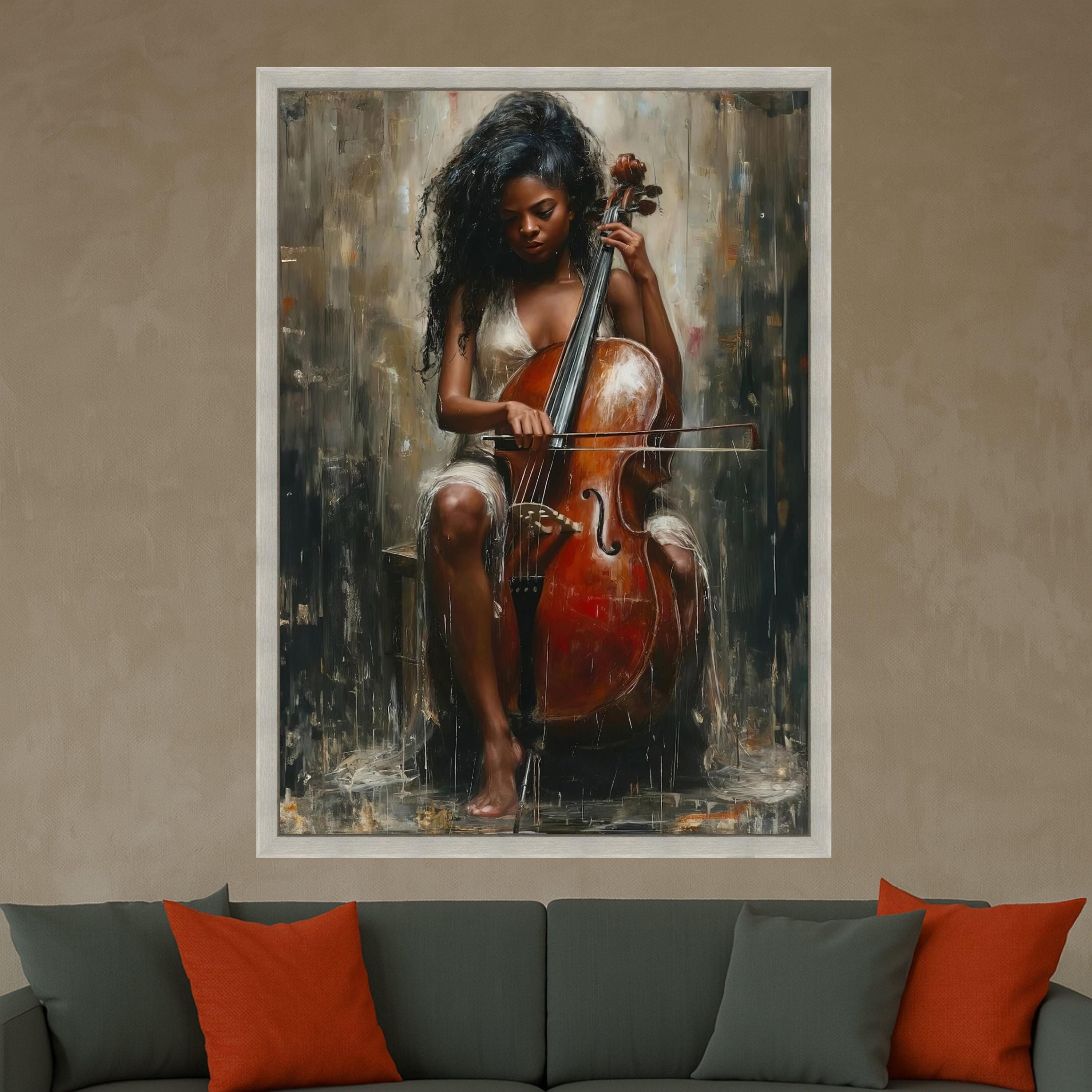 Cello Player Canvas Print – Soulful Music Wall Art for Modern Interiors – Ready to Hang Wall Decor