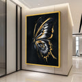 Elegant Black and Gold Butterfly Canvas, Modern Abstract Insect Wall Art, Metallic Accent Home Decor, Nature Inspired Canvas Ready To Hang,