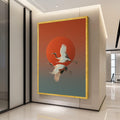 Elegant Red-Crowned Cranes Flying Canvas, Japanese Sunset Wall Art, Nature Bird Canvas, Asian Wildlife Decoration, Modern Ready To Hang,