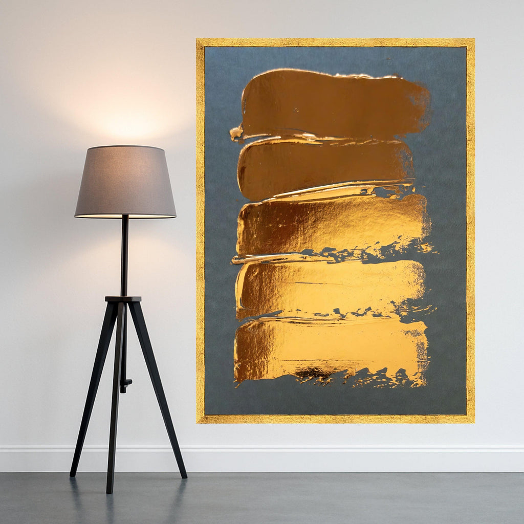 Modern Gold Brush Strokes Canvas, Abstract Metallic Wall Art, Gold Design, Contemporary Canvas Decoration, Minimalist Home Ready To Hang,