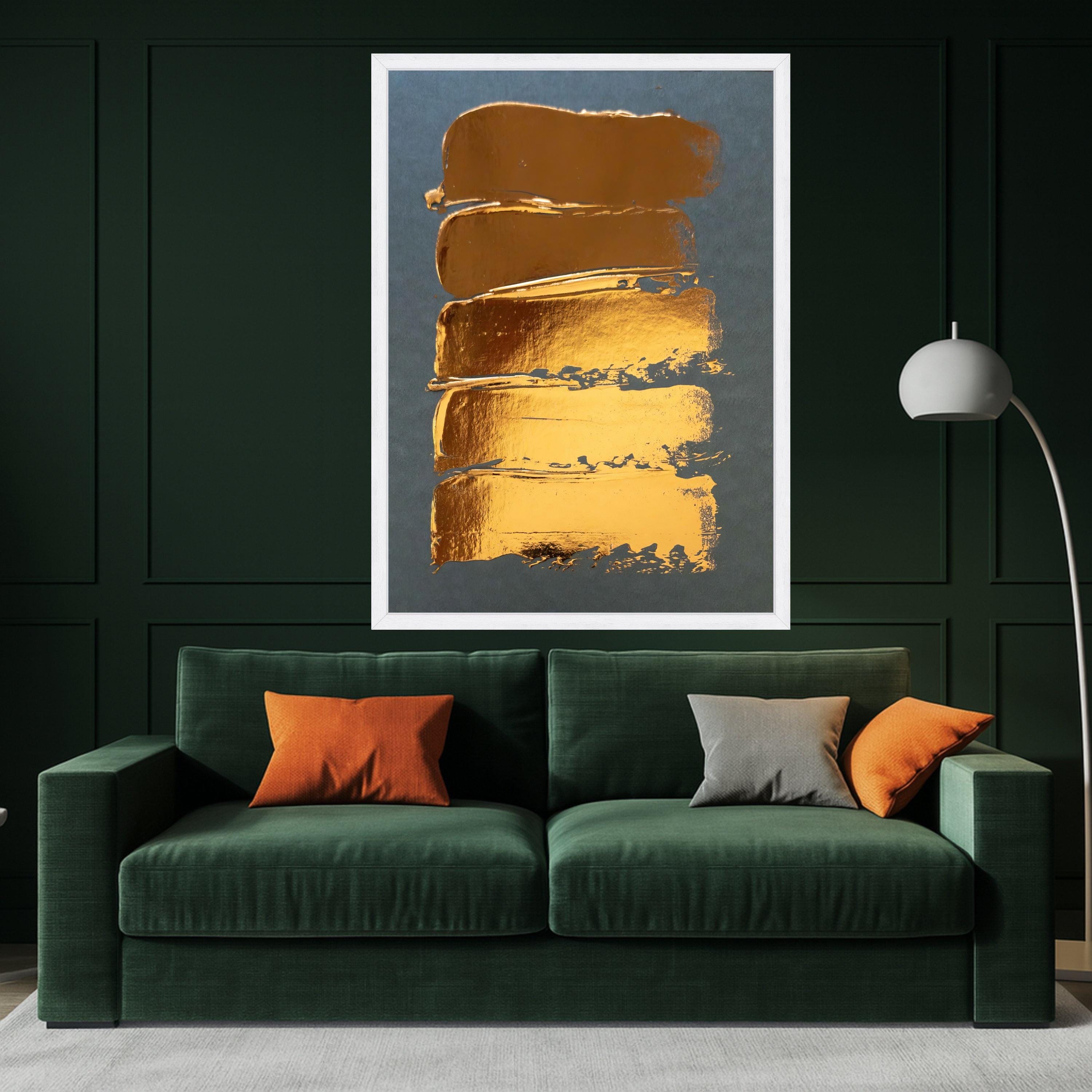 Modern Gold Brush Strokes Canvas, Abstract Metallic Wall Art, Gold Design, Contemporary Canvas Decoration, Minimalist Home Ready To Hang,