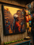 African Street Market Canvas Print – Bold Cultural Portrait Wall Art – Urban Wall Decor – Ready to Hang Afrocentric Painting