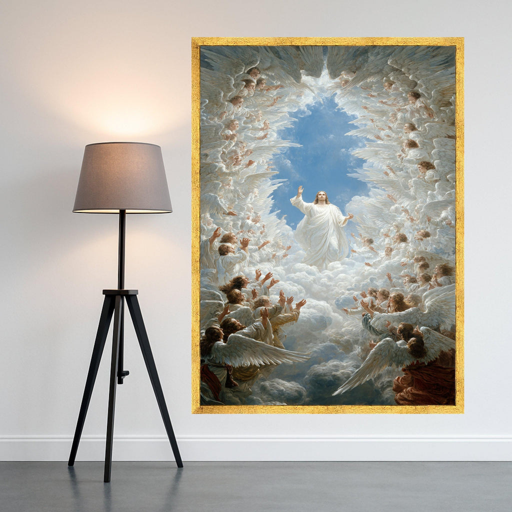 Heavenly Jesus Canvas Print – Angelic Religious Wall Art – Christian Wall Decor – Ready to Hang Wall Decoration
