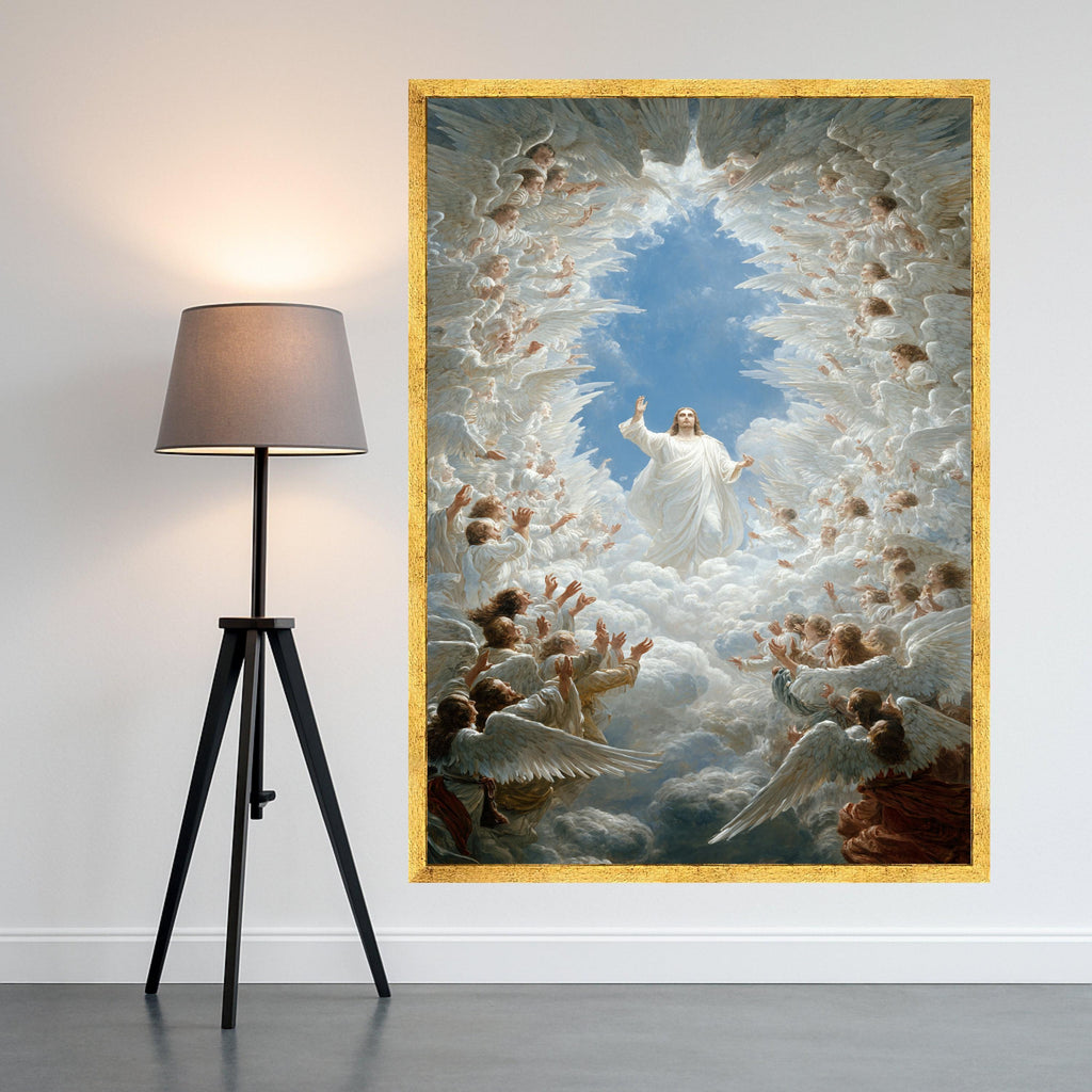 Heavenly Jesus Canvas Print – Angelic Religious Wall Art – Christian Wall Decor – Ready to Hang Wall Decoration