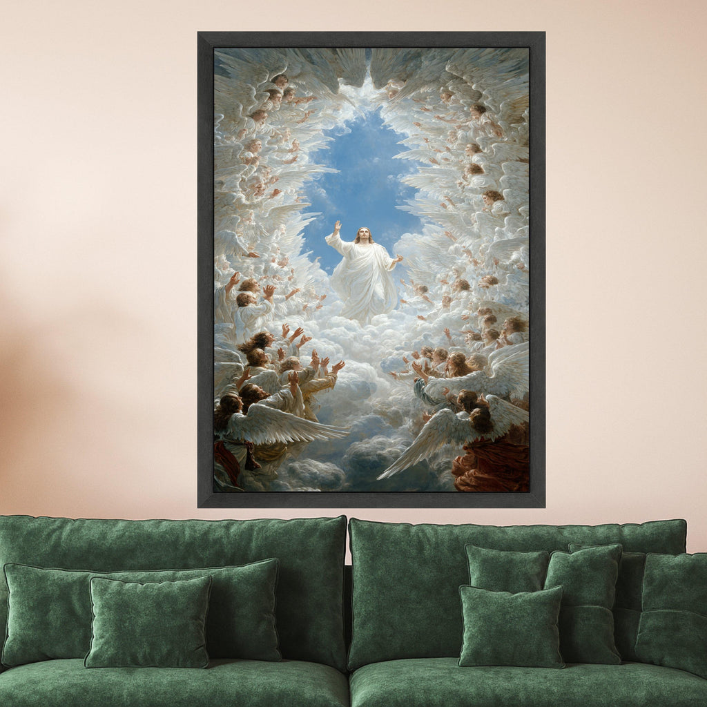 Heavenly Jesus Canvas Print – Angelic Religious Wall Art – Christian Wall Decor – Ready to Hang Wall Decoration
