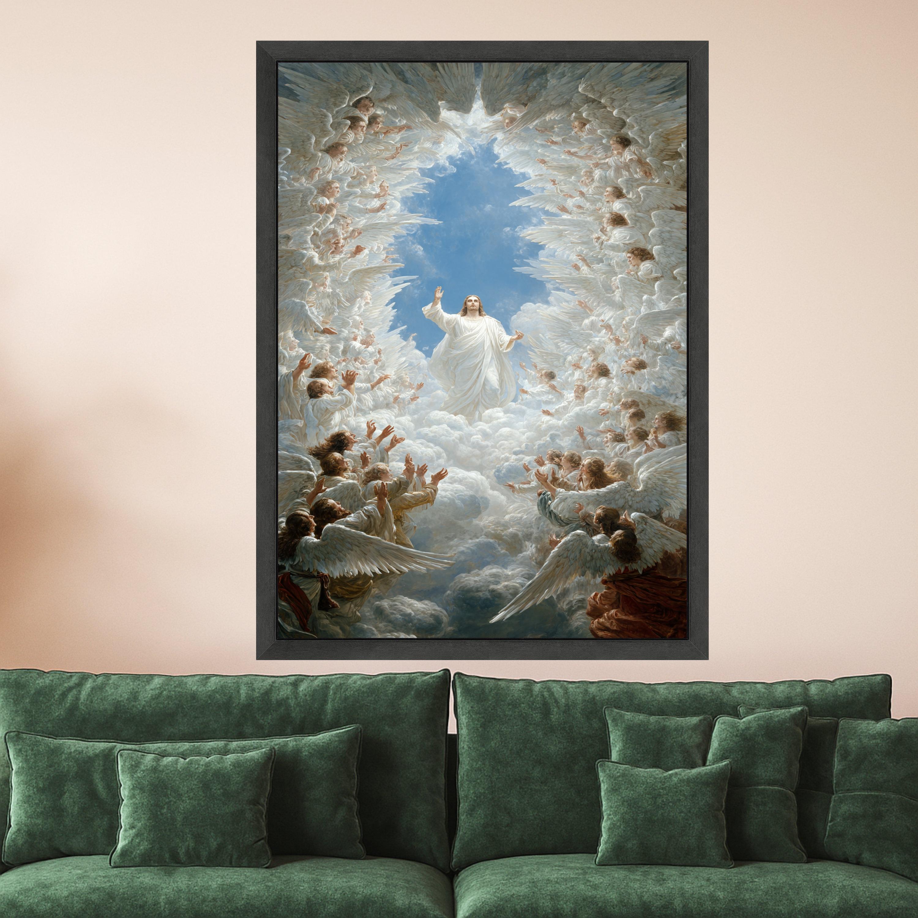 Heavenly Jesus Canvas Print – Angelic Religious Wall Art – Christian Wall Decor – Ready to Hang Wall Decoration