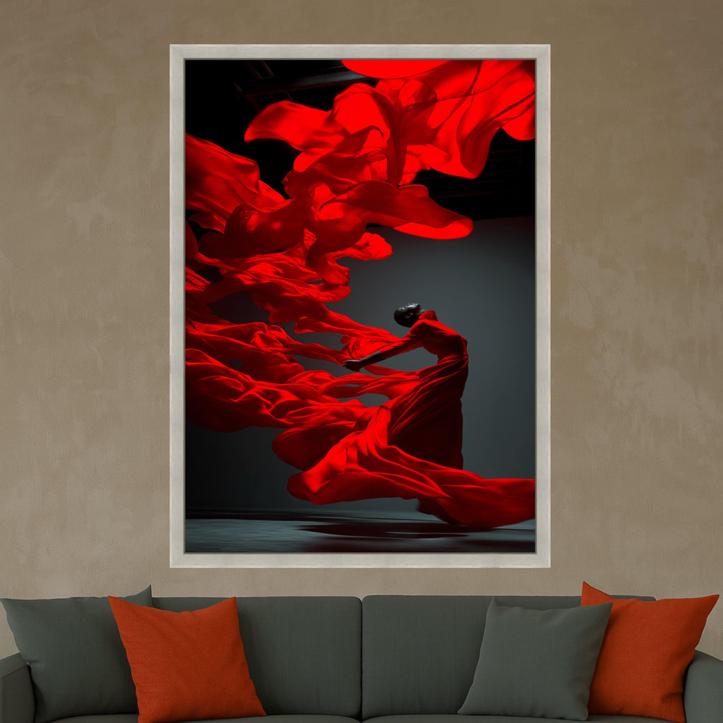 Red Dress Dance Canvas Print – Modern Wall Art Decoration – Elegant Wall Decor – Ready to Hang Canvas Artwork