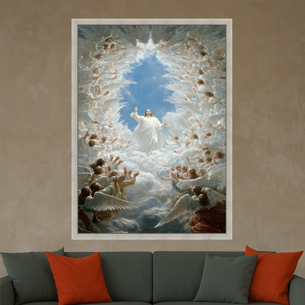 Heavenly Jesus Canvas Print – Angelic Religious Wall Art – Christian Wall Decor – Ready to Hang Wall Decoration