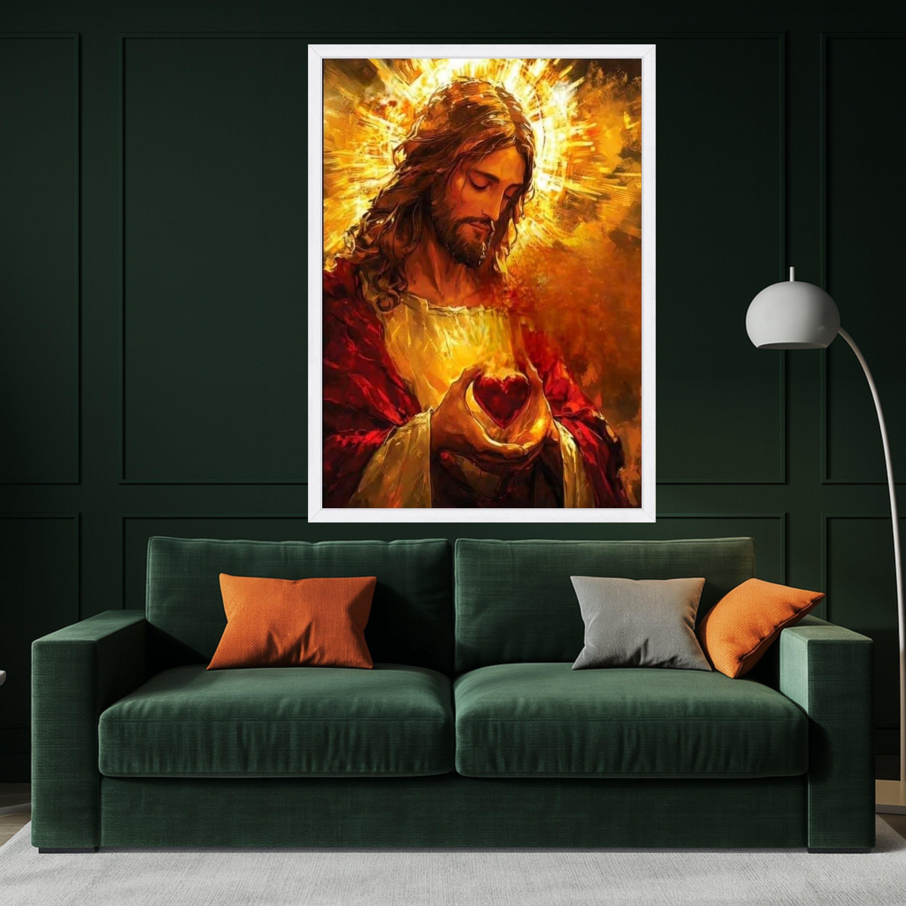 Sacred Heart of Jesus Canvas Wall Art, Christian Religious Painting, Spiritual Home Decor, Inspirational Faith Artwork, Ready Ready To Hang,
