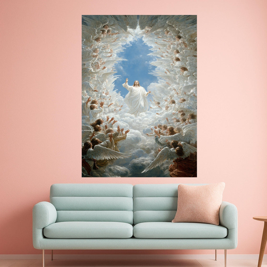 Heavenly Jesus Canvas Print – Angelic Religious Wall Art – Christian Wall Decor – Ready to Hang Wall Decoration