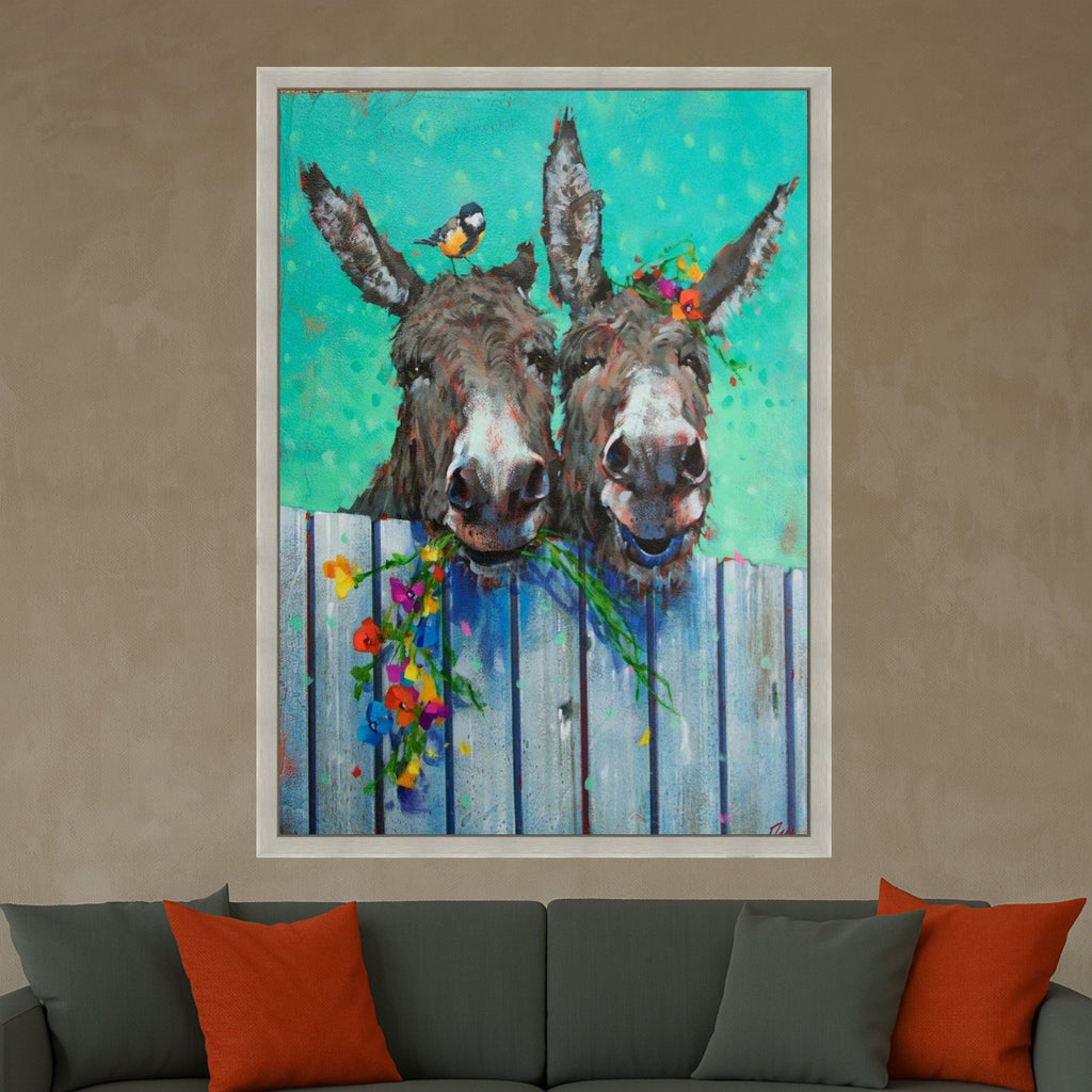 Funny Donkey Duo Canvas Print – Farmhouse Wall Art, Wall Decor, Ready to Hang Animal Wall Decoration