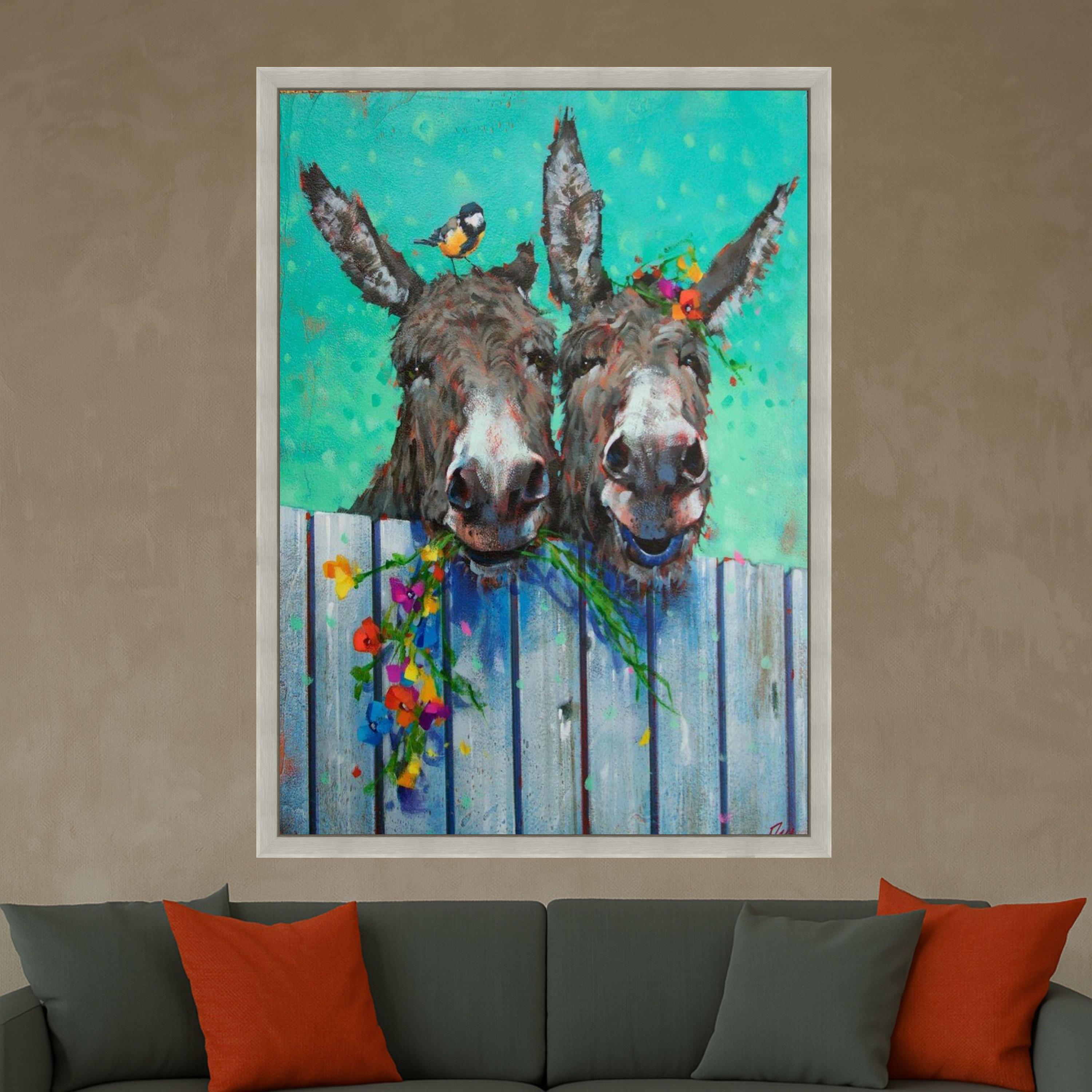 Funny Donkey Duo Canvas Print – Farmhouse Wall Art, Wall Decor, Ready to Hang Animal Wall Decoration