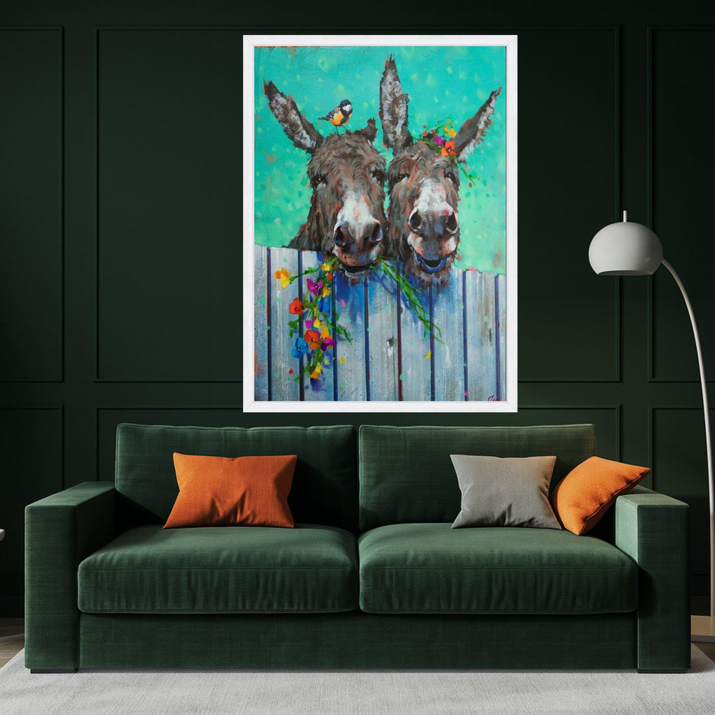 Funny Donkey Duo Canvas Print – Farmhouse Wall Art, Wall Decor, Ready to Hang Animal Wall Decoration