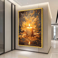 Glowing Candle Flame Canvas, Abstract Warm Light Wall Art, Fire Illumination Canvas, Cozy Home Decor, Ready to Hang Painting Ready To Hang,