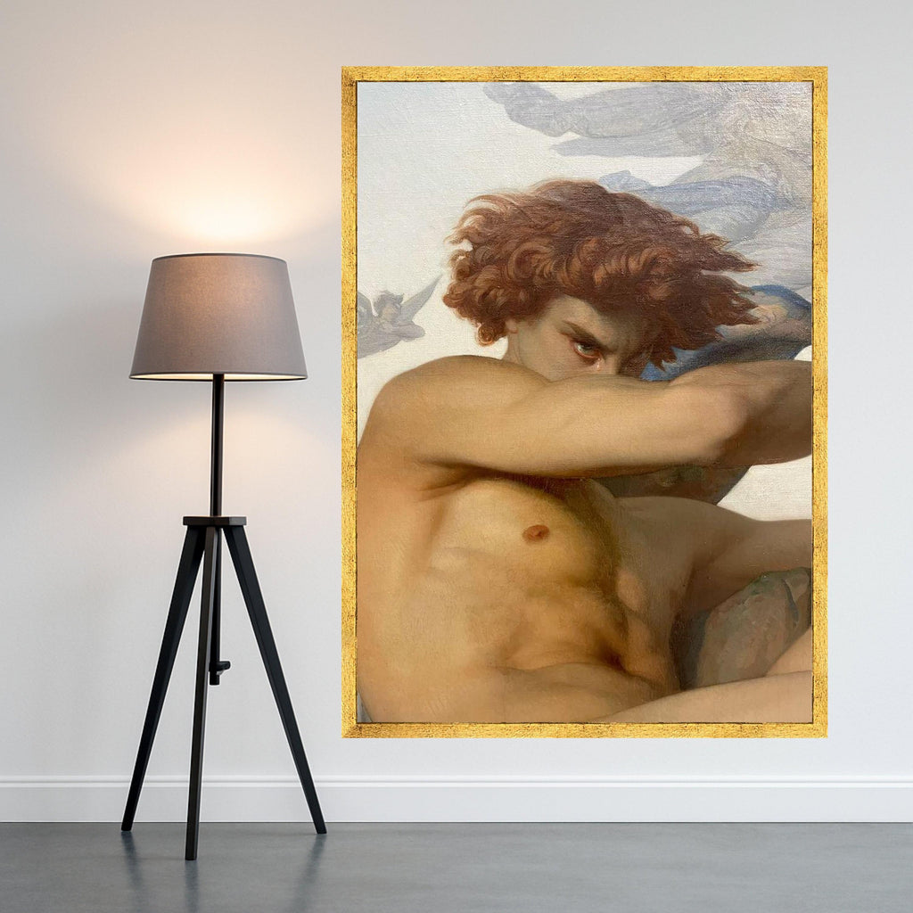 Intense Lucifer Portrait Canvas, Mythological Wall Art, Classic God Figure Painting, Baroque Style Canvas, Dramatic Home Ready To Hang,