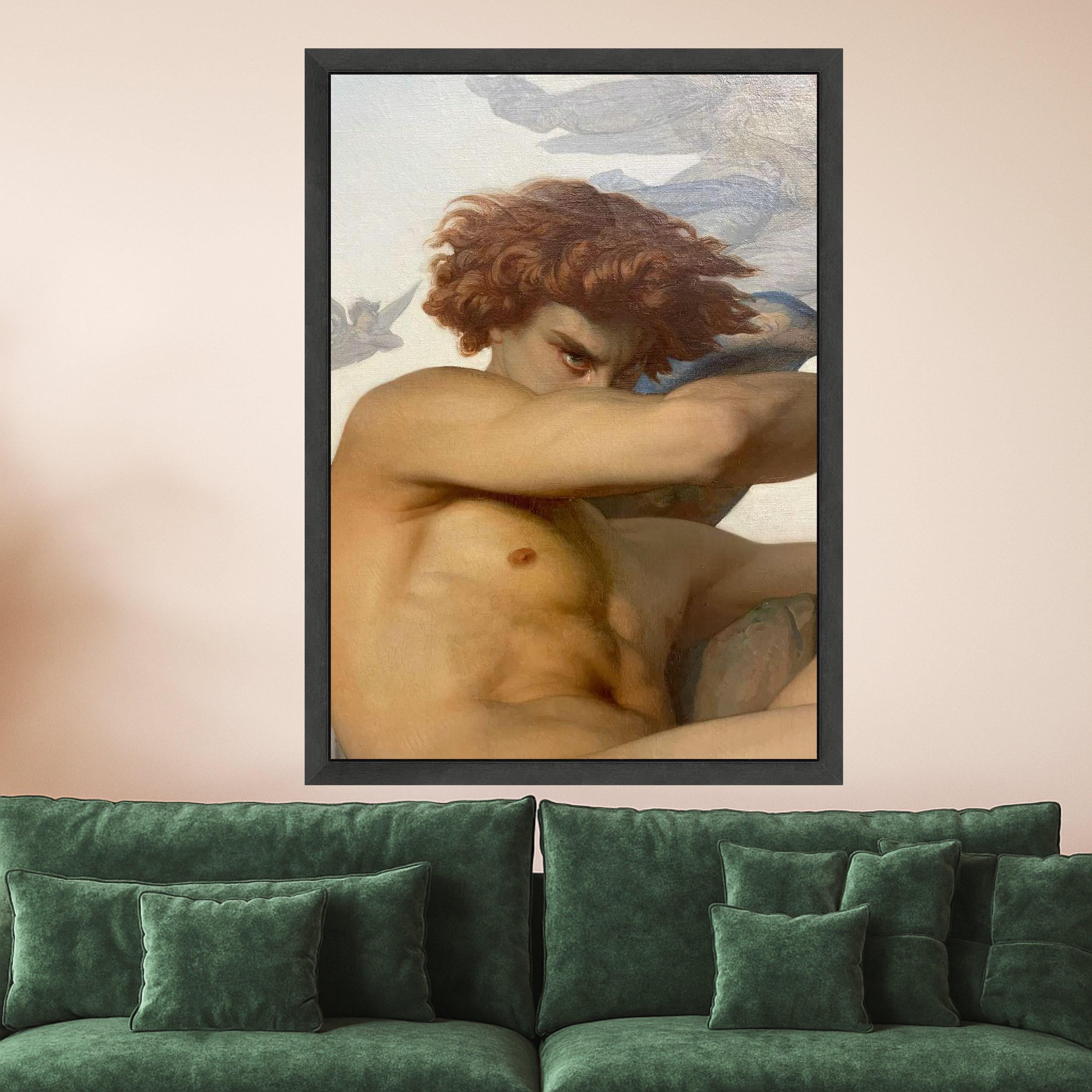Intense Lucifer Portrait Canvas, Mythological Wall Art, Classic God Figure Painting, Baroque Style Canvas, Dramatic Home Ready To Hang,