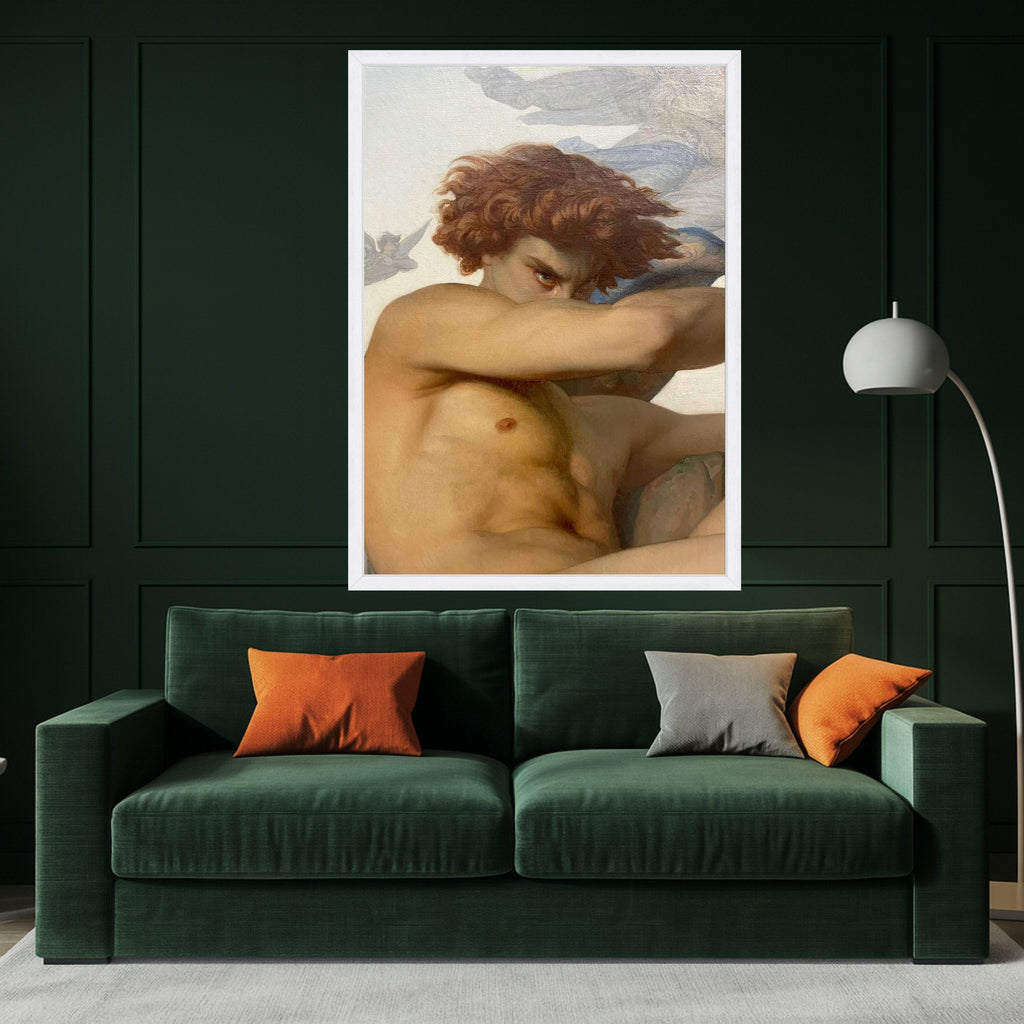 Intense Lucifer Portrait Canvas, Mythological Wall Art, Classic God Figure Painting, Baroque Style Canvas, Dramatic Home Ready To Hang,