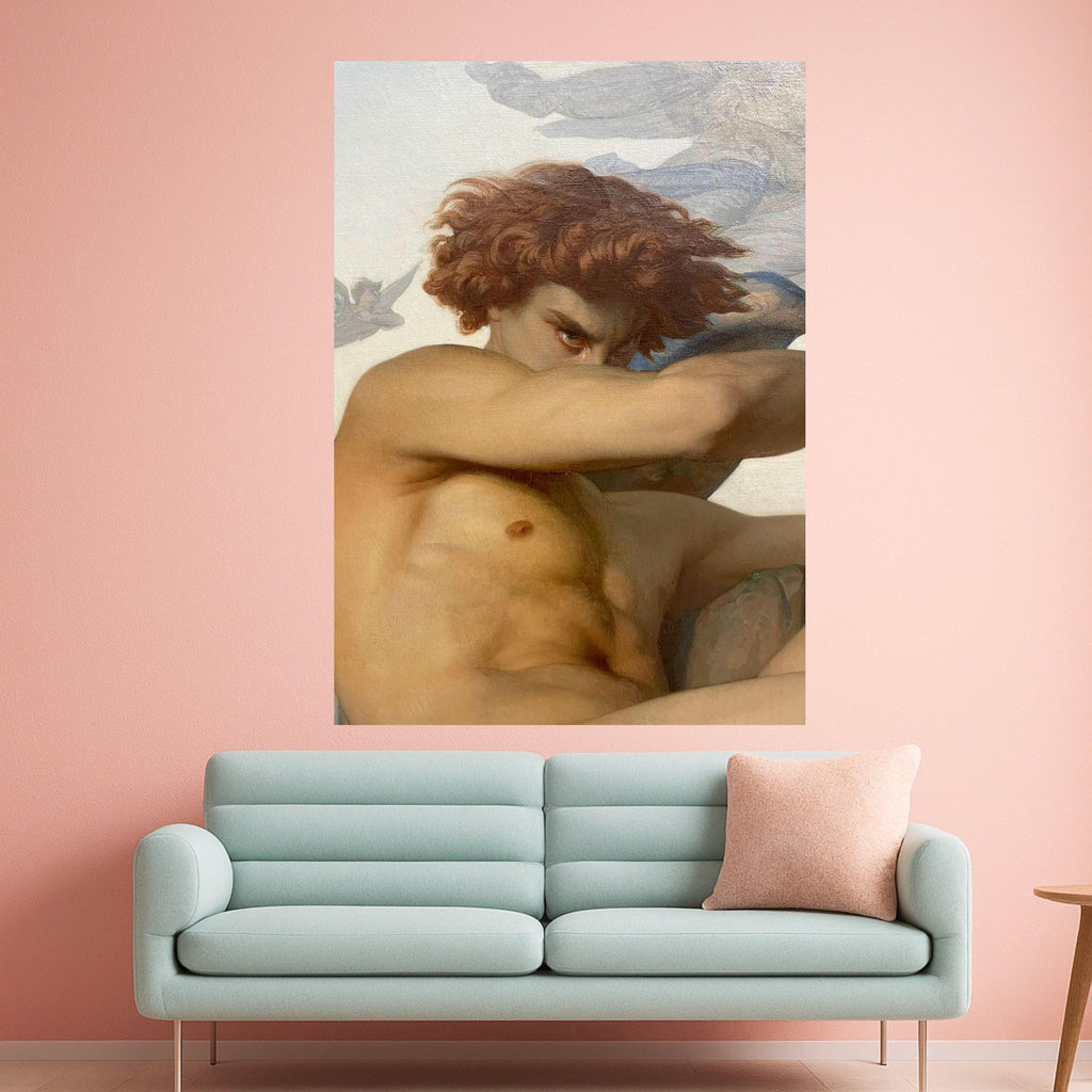 Intense Lucifer Portrait Canvas, Mythological Wall Art, Classic God Figure Painting, Baroque Style Canvas, Dramatic Home Ready To Hang,