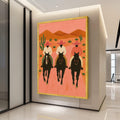 Three Cowboys on Horses Canvas Wall Art, Southwestern Desert Scene, Modern Rustic Home Decor, Cactus Landscape Painting, Ready To Hang,