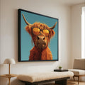 Cool Highland Cow Canvas Wall Art, Sunglasses Animal Portrait, Modern Farmhouse Decor, Funny Animal Canvas, Rustic Home Ready To Hang,