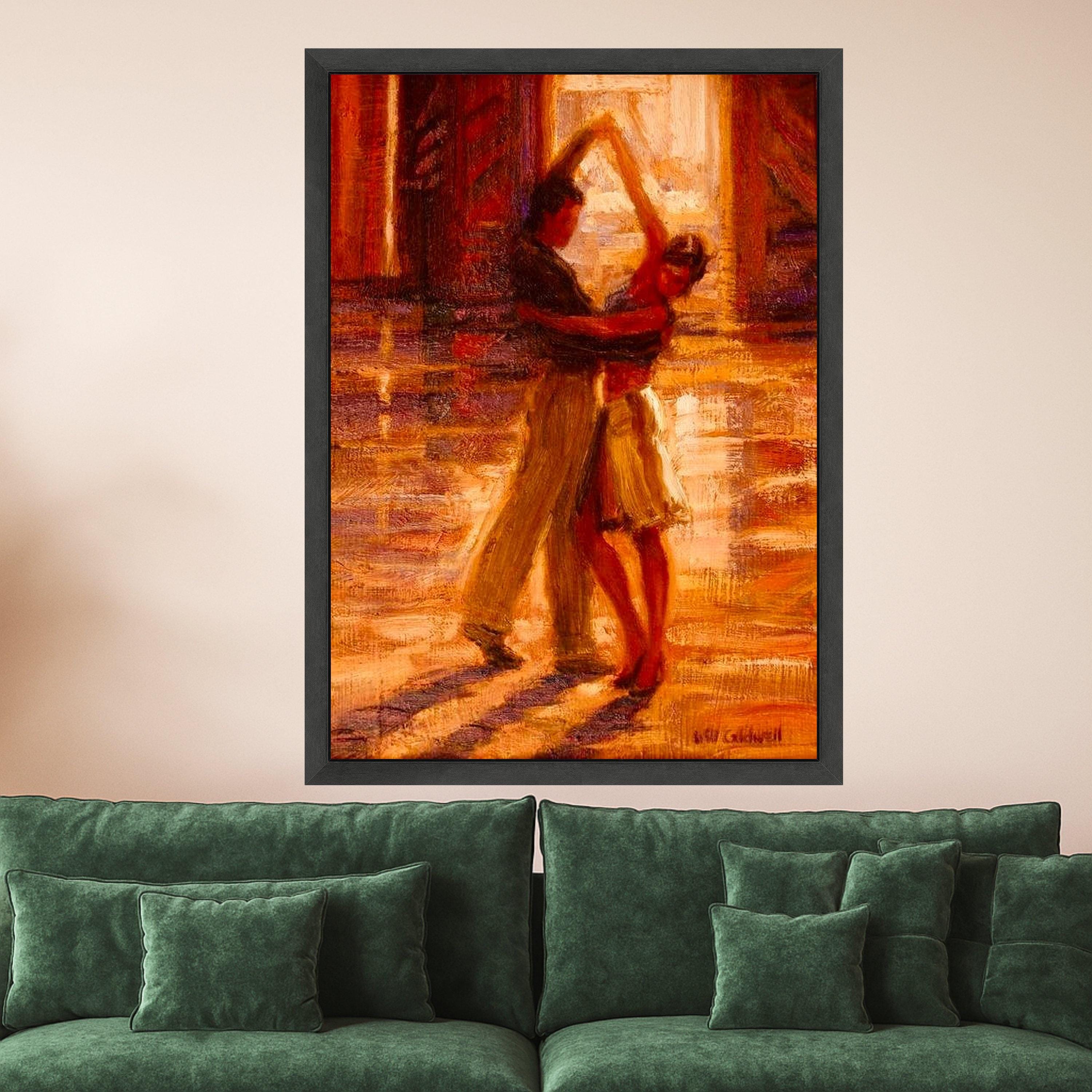 Romantic Dance Canvas Print – Impressionist Wall Art Ready to Hang – Warm Tone Wall Decor for Bedroom or Living Room