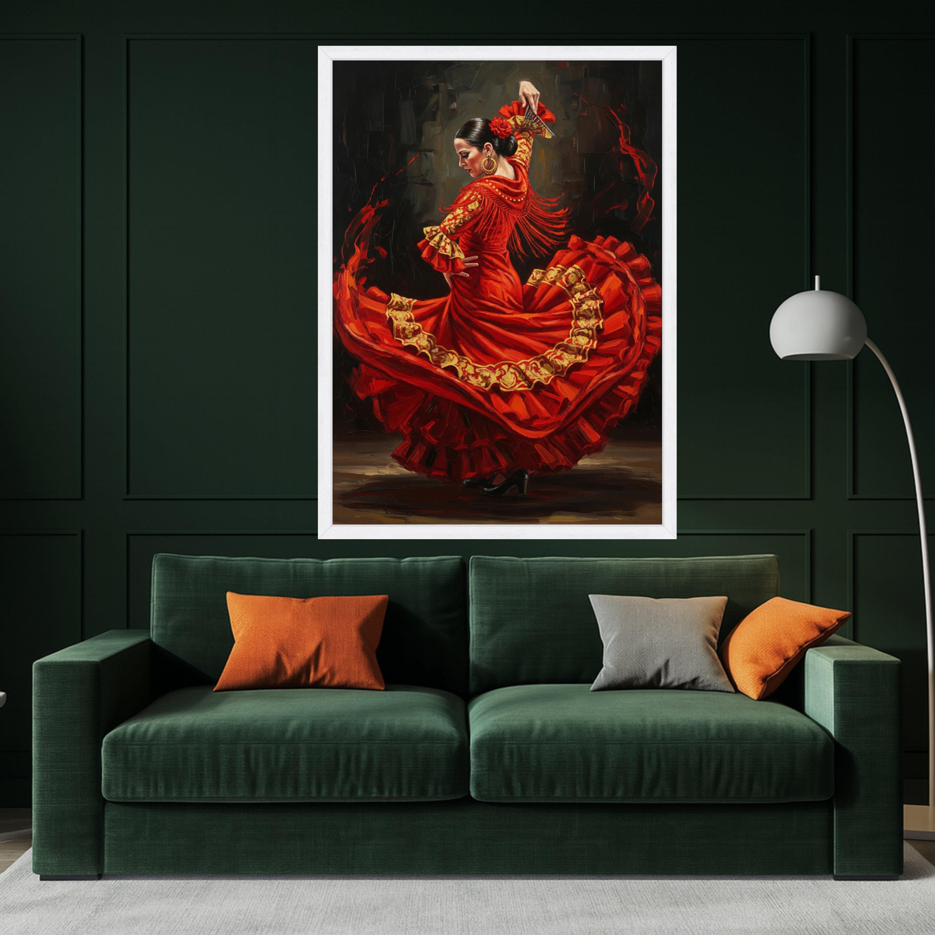 Flamenco Dancer Canvas Print – Spanish Dance Wall Art Ready to Hang – Bold Red Wall Decor for Living Room or Studio