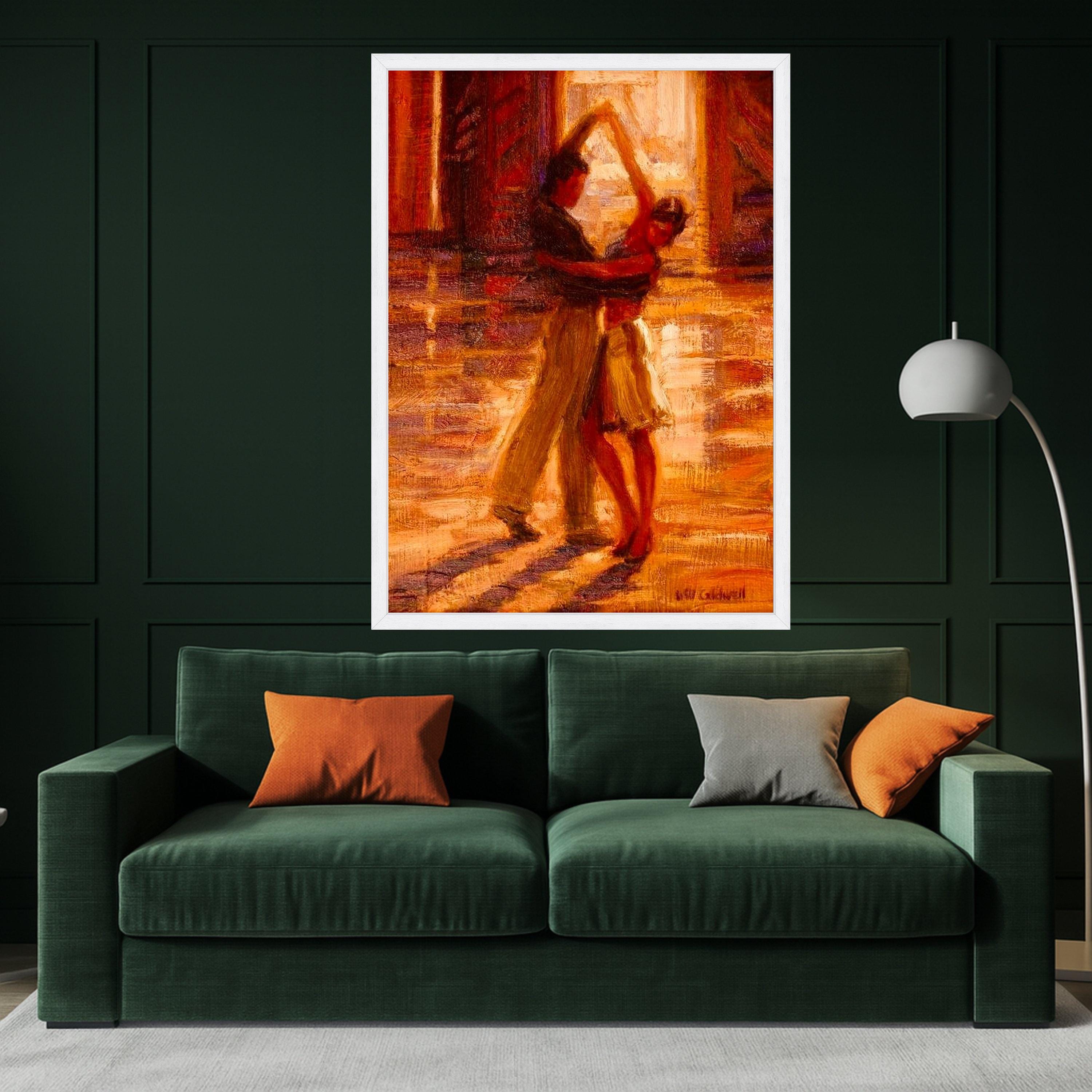 Romantic Dance Canvas Print – Impressionist Wall Art Ready to Hang – Warm Tone Wall Decor for Bedroom or Living Room